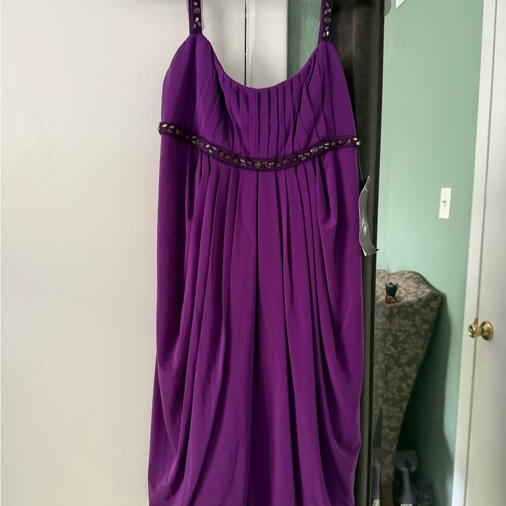 BCBGMaxAzria Purple Midi Dress with Beaded Details size 8